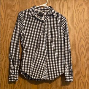 Navy and white checkered button up